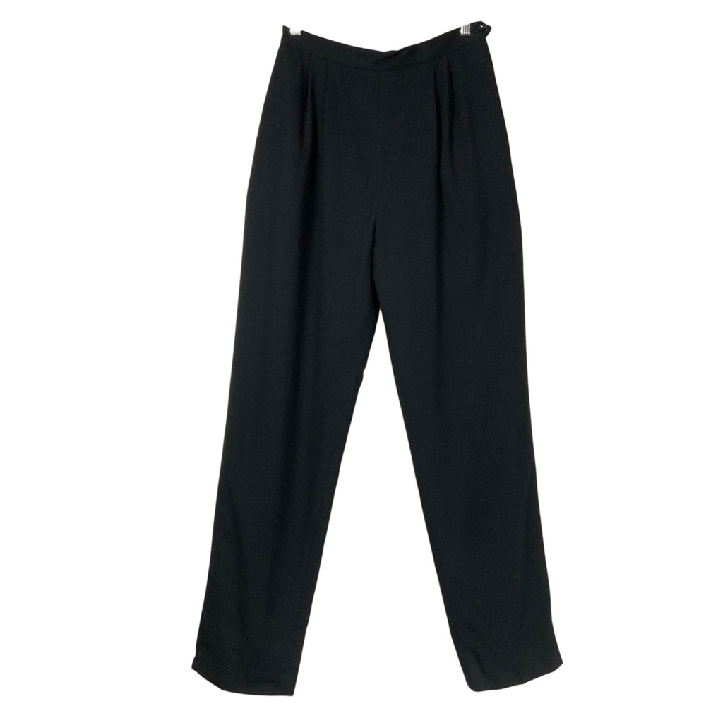 Lord & Taylor Vintage Wool Pleated Trousers High Rise Straight Leg Black Size 10